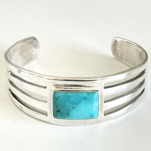 Barse Designer 925 Sterling Silver Chunky Turquoise Vintage Cuff Bracelet 7"
